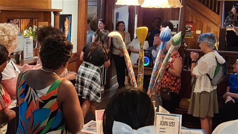Group gathered at the CAC for an opening art reception